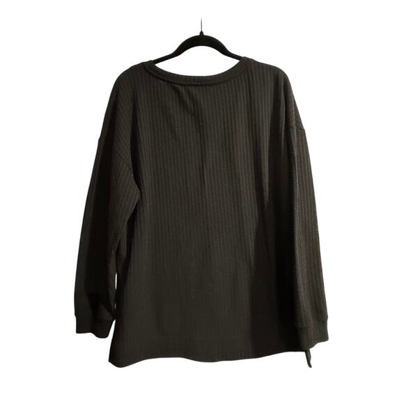 Sanctuary Black waffle side slit pullover sweater Women's size XS - Picture 4 of 4
